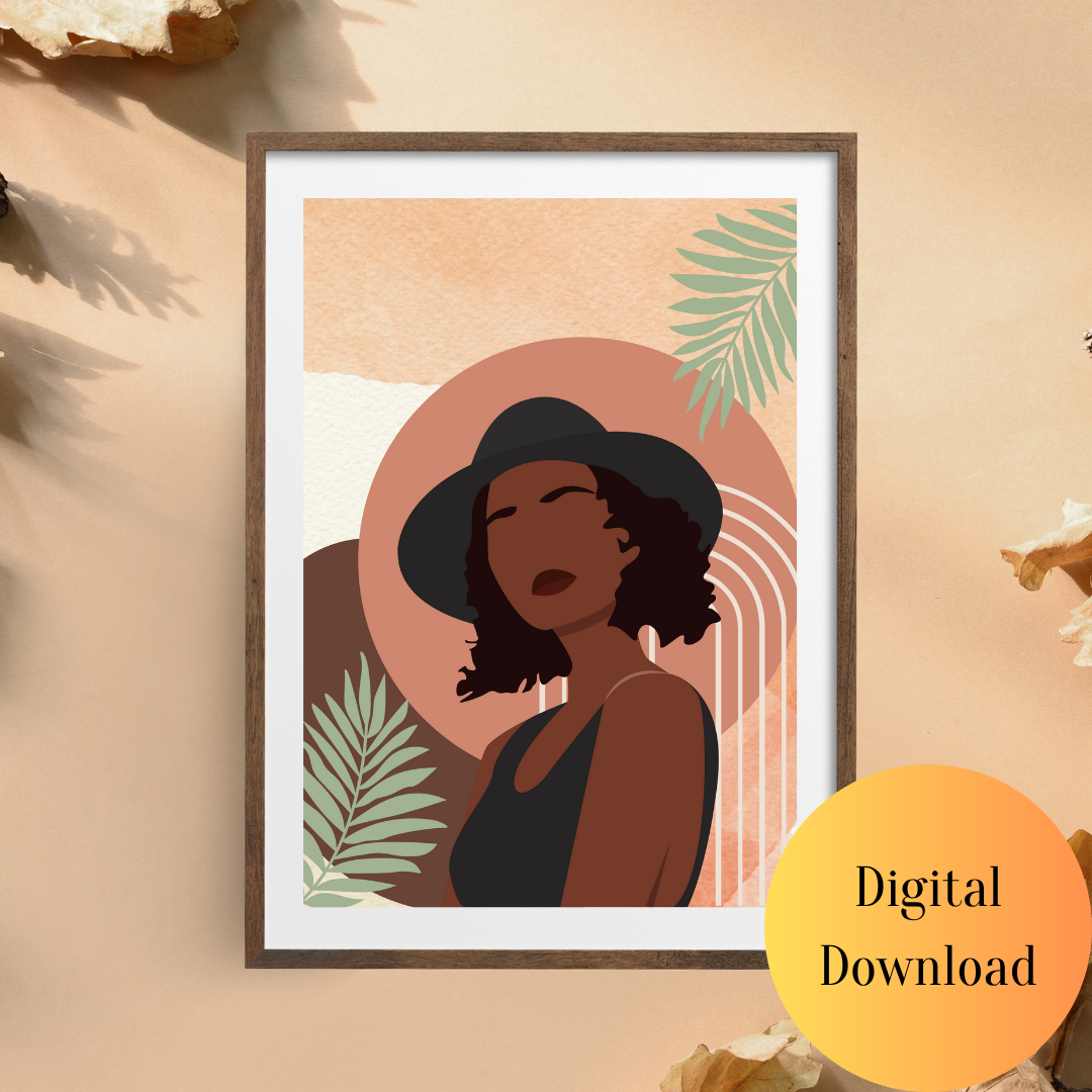 Boho Queen Portrait Print – Digital Wall Art Download