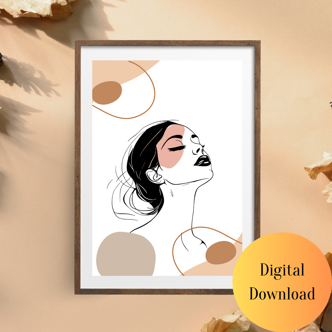Serene Beauty Line Art – Digital Wall Art Download